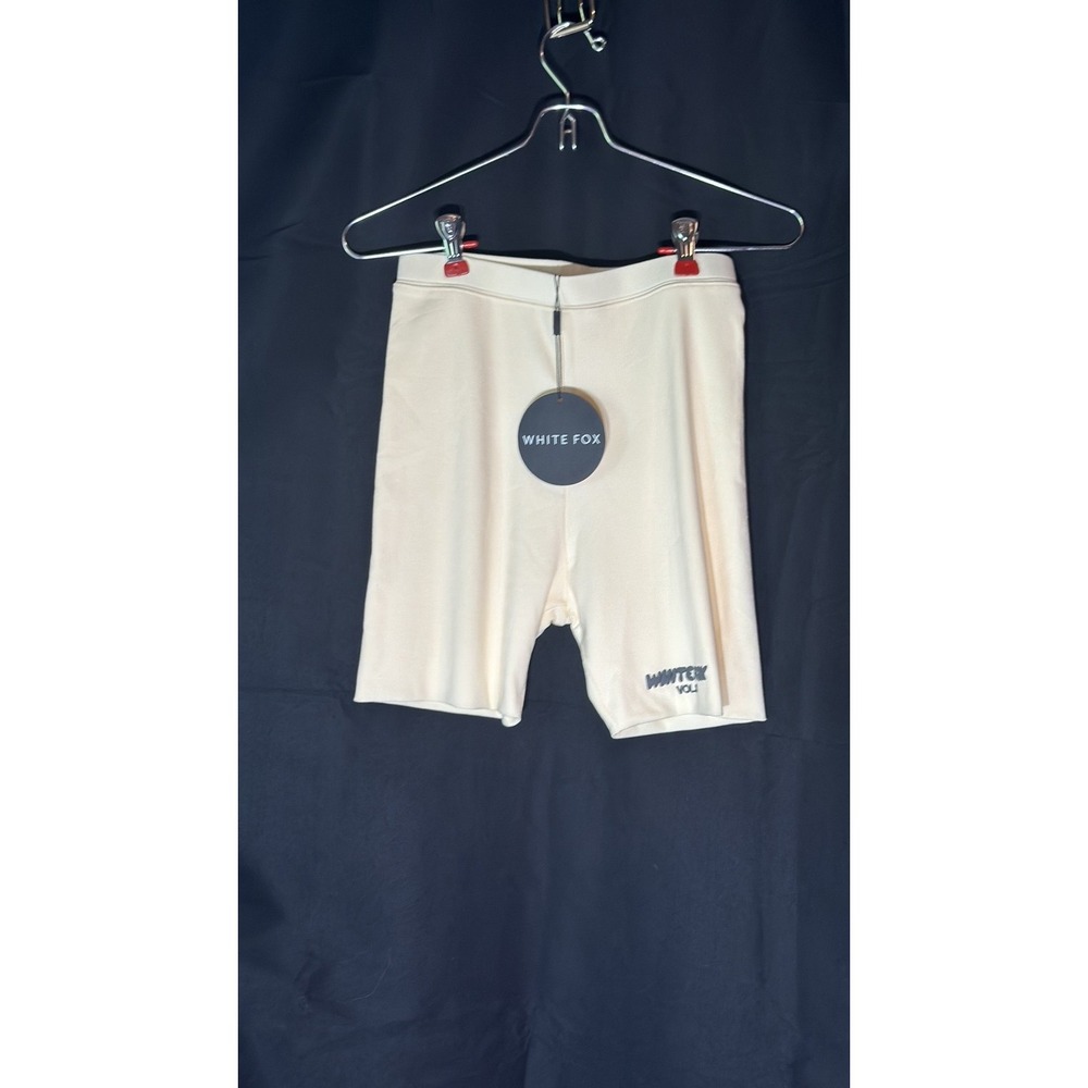 White Fox Boutique Cream Ribbed Bike Shorts - New With Tags